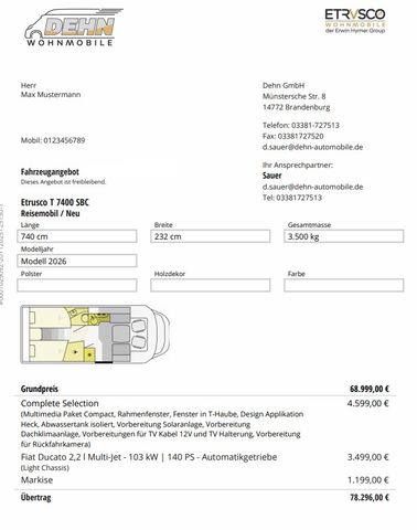 Etrusco T 7400 SBC 6.893,00 € Sondernachlass!
