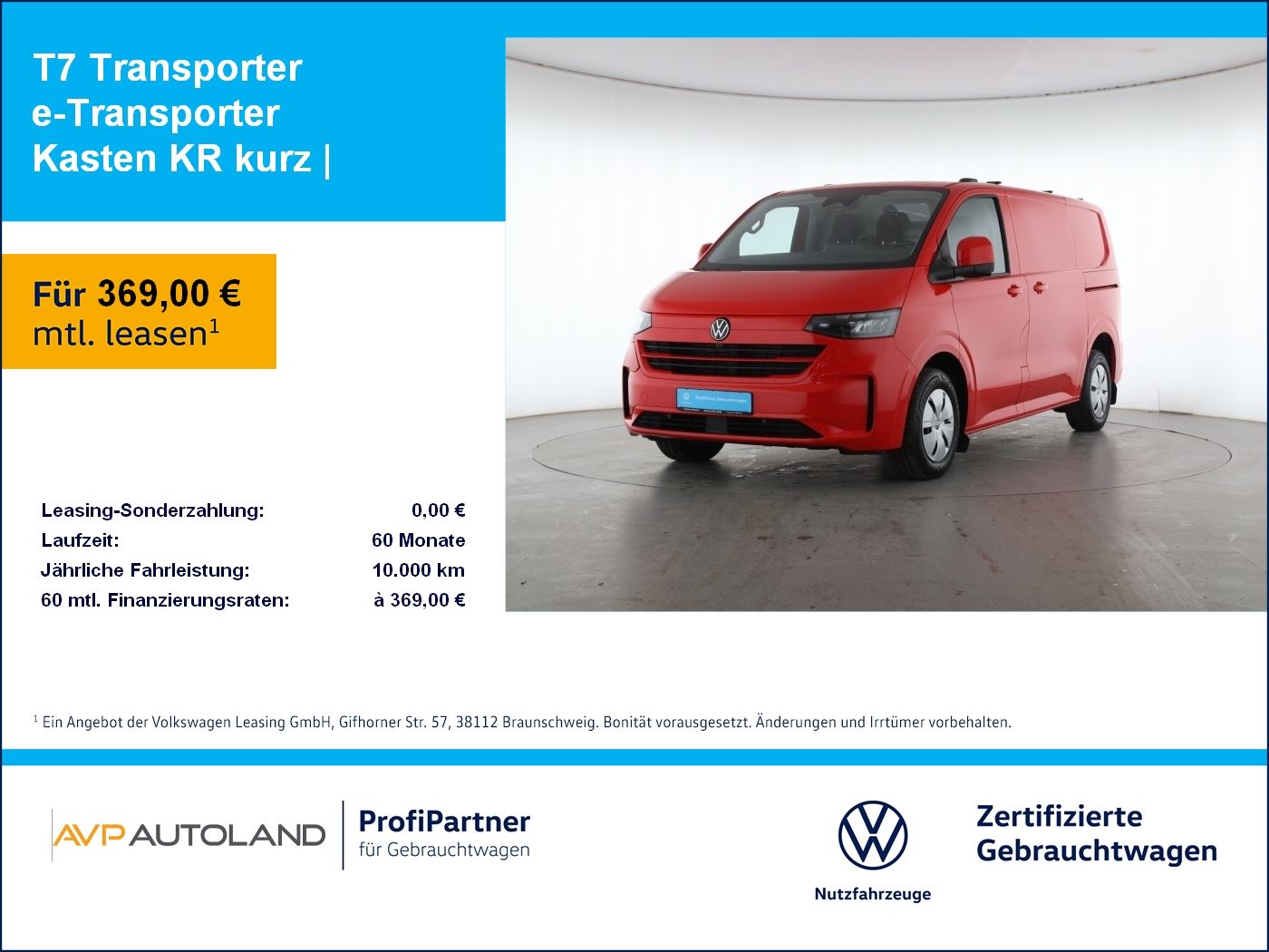 Volkswagen T7 Transporter e-Transporter Kasten KR kurz | NA