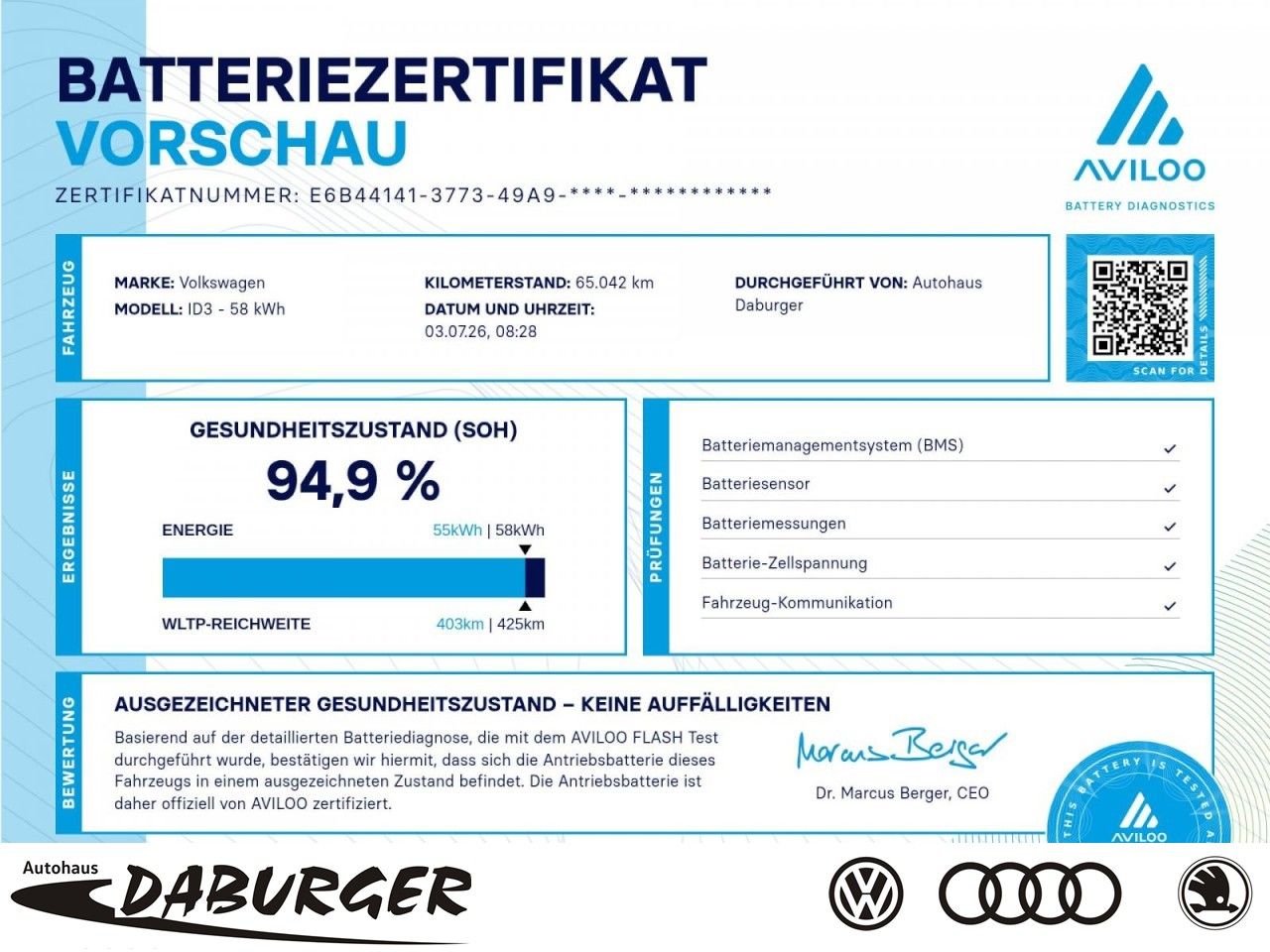 VW ID.3 Pro 62kW AHK Kamera+Head-up+Sitzhzng+94,9%