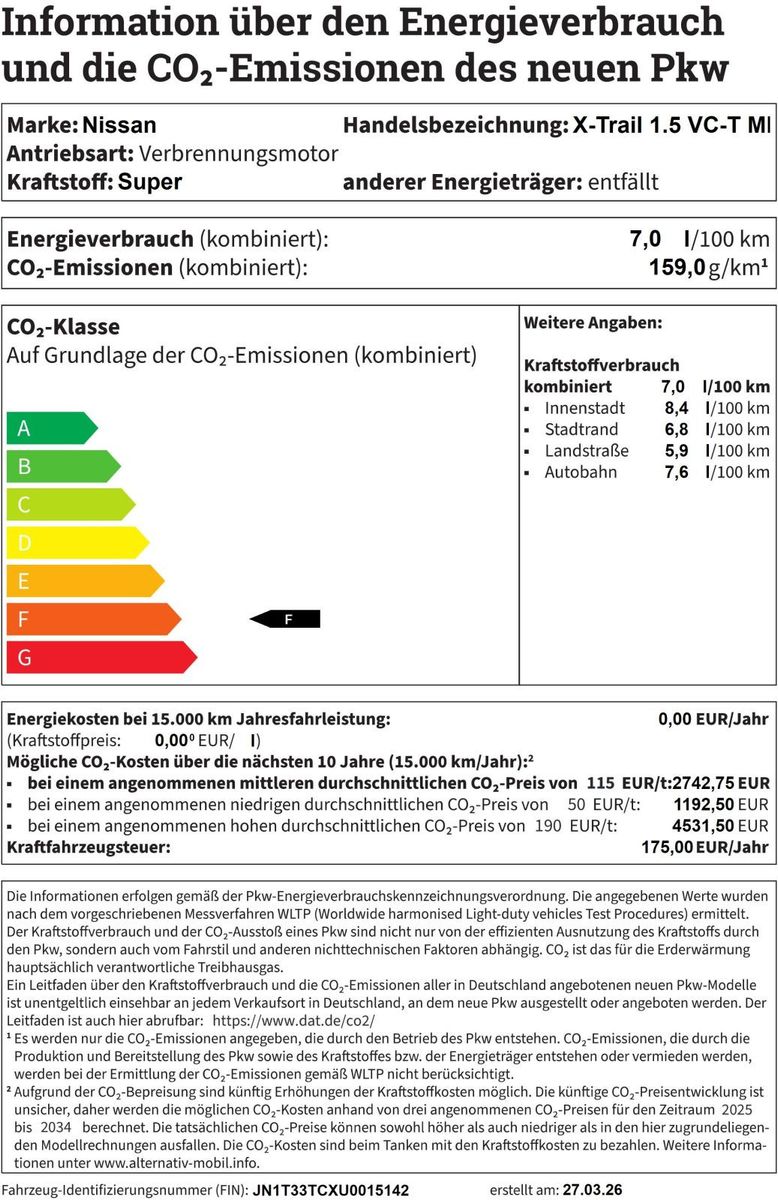 Fahrzeugabbildung Nissan X-Trail 1.5 VC-T MHEV Automatik  N-Connecta