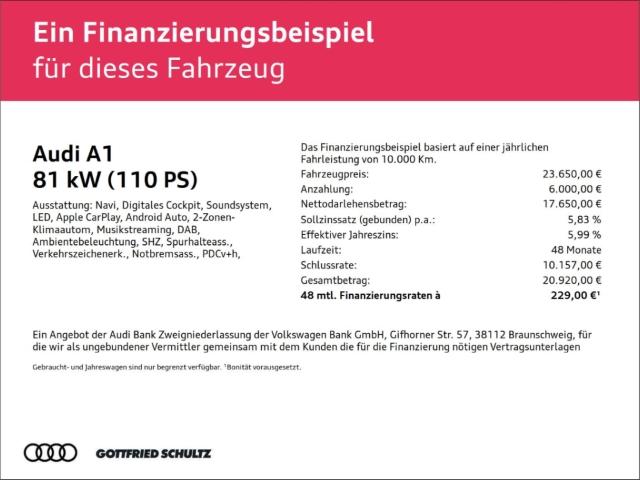 Audi A1 Sportback 30 TFSI DSG - PDC Klima DAB LED uvm
