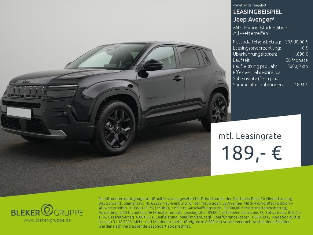 Jeep Avenger Mild-Hybrid Black Edition + Allwetterre