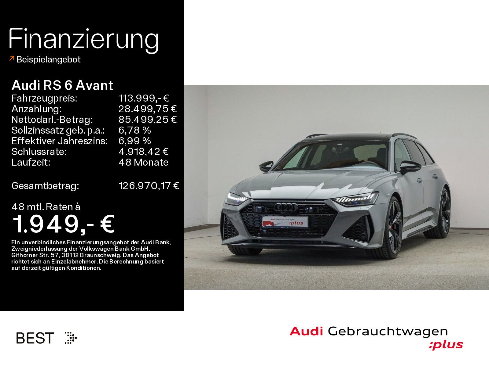 AUDI RS 6 Avant*LASER*RS-AGA*280KM/H*HUD*AHK*PANO*OPT