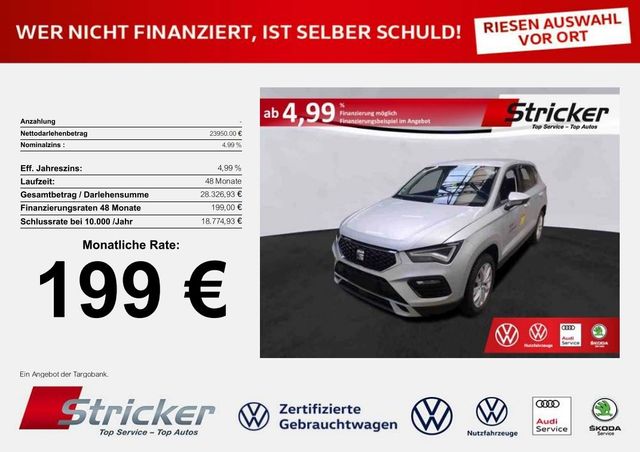 Seat Ateca Style 1.5TSI 199,-ohne Anzahlung Navi AHK