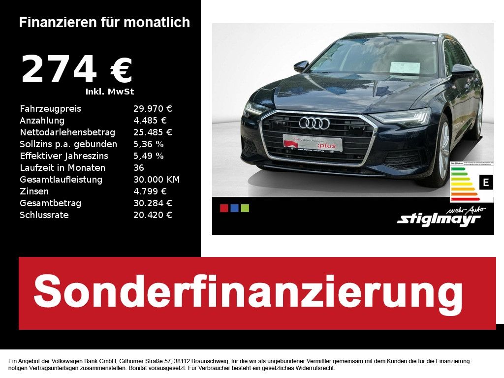 Abbildung Leasingangebot Audi A6 40 TDI S-tronic ACC+AHK+MATRIX+NAVI+PANO+VC