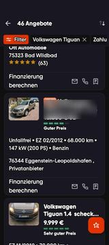 Volkswagen VW Tiguan 1,4TSI* Benziner * 1.Hand *NICHT... - Volkswagen Tiguan in Karlsruhe