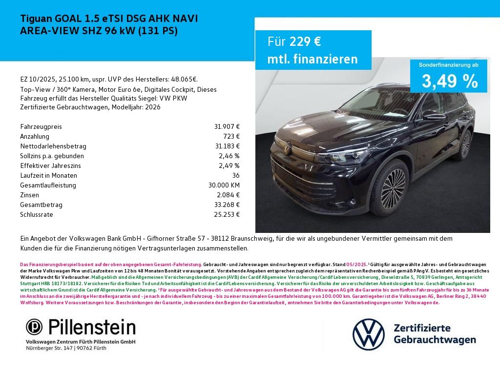 Tiguan GOAL 1.5 eTSI DSG AHK NAVI AREA-VIEW SHZ