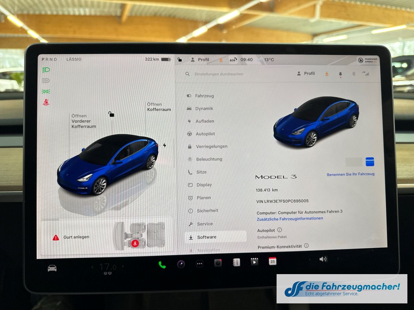 Fahrzeugabbildung Tesla Model 3 Basis RWD Leder Soundsystem ACC El. Heck