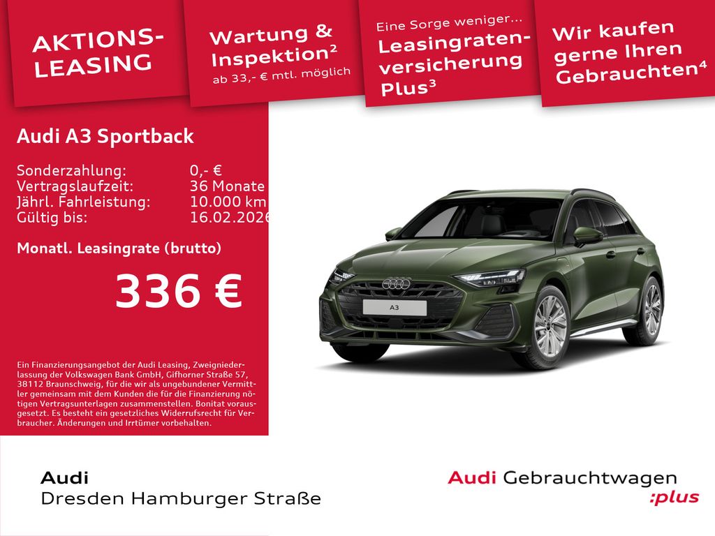 A3 Sportback TFSI e S line 40 S tronic AHZV LED