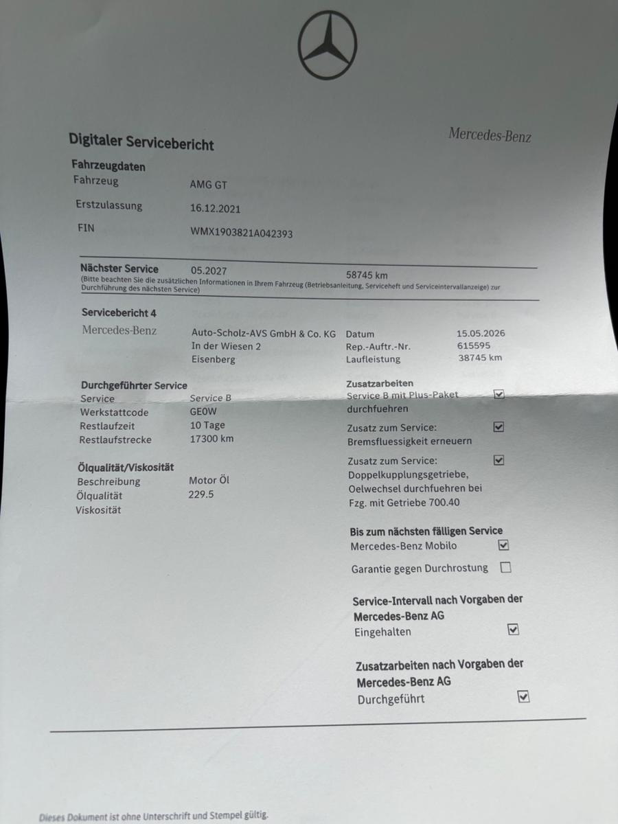 Mercedes-Benz AMG GT Mercedes  Carb.  Junge Sterne Magn