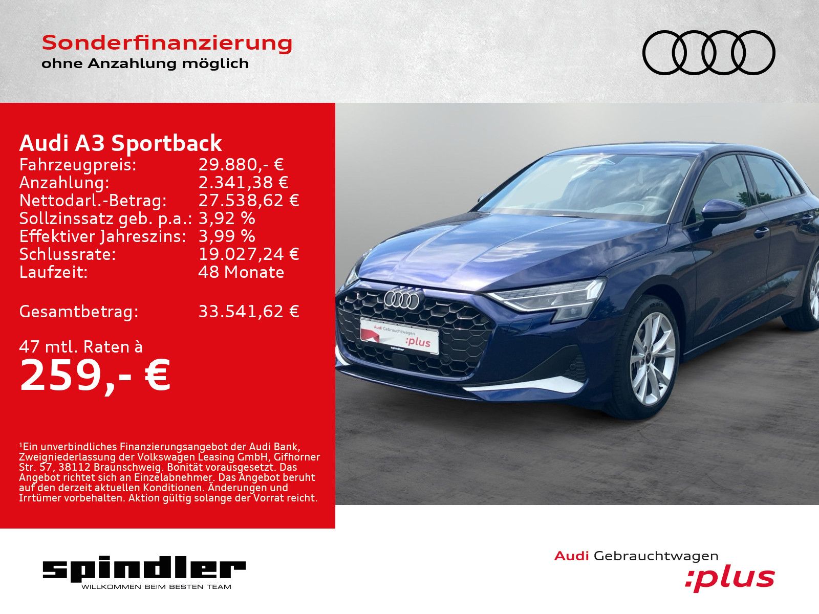 Audi A3 Sportback advanced TDI S-tronic / Navi+, LED
