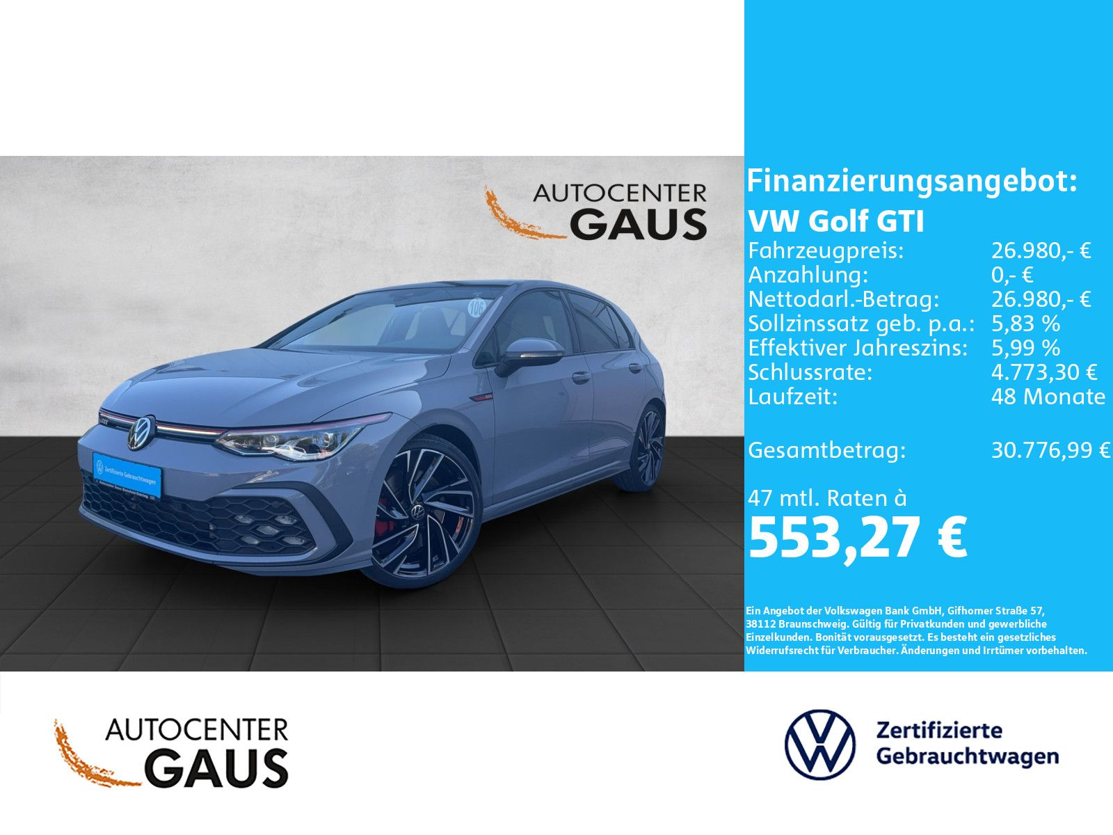 Golf VIII GTI 2.0 TSI DSG Pano*Navi*ACC*Leder