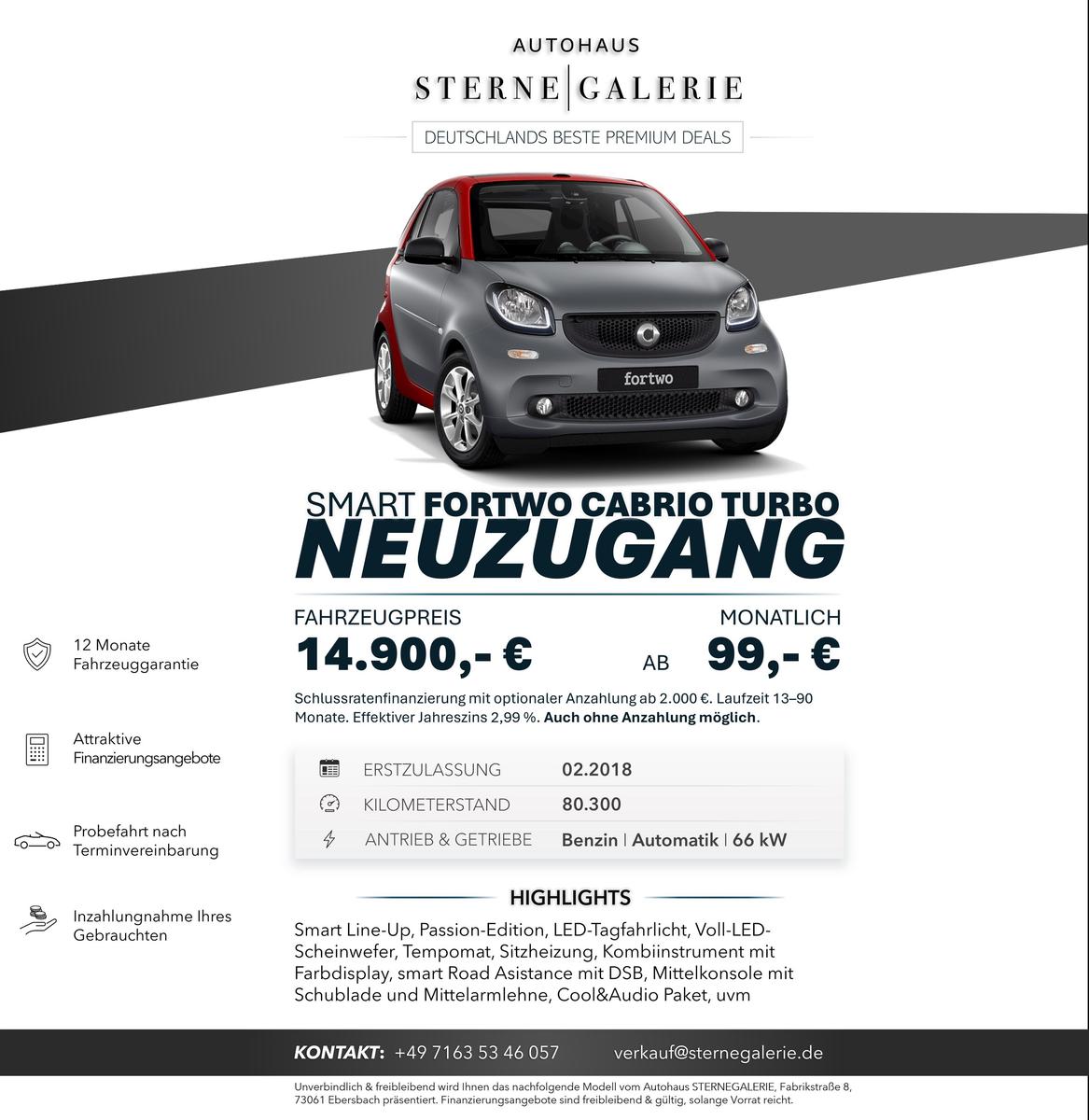Smart fortwo CABRIO/PASSION/TEMPOM/SITZH/LED Bi Xenon