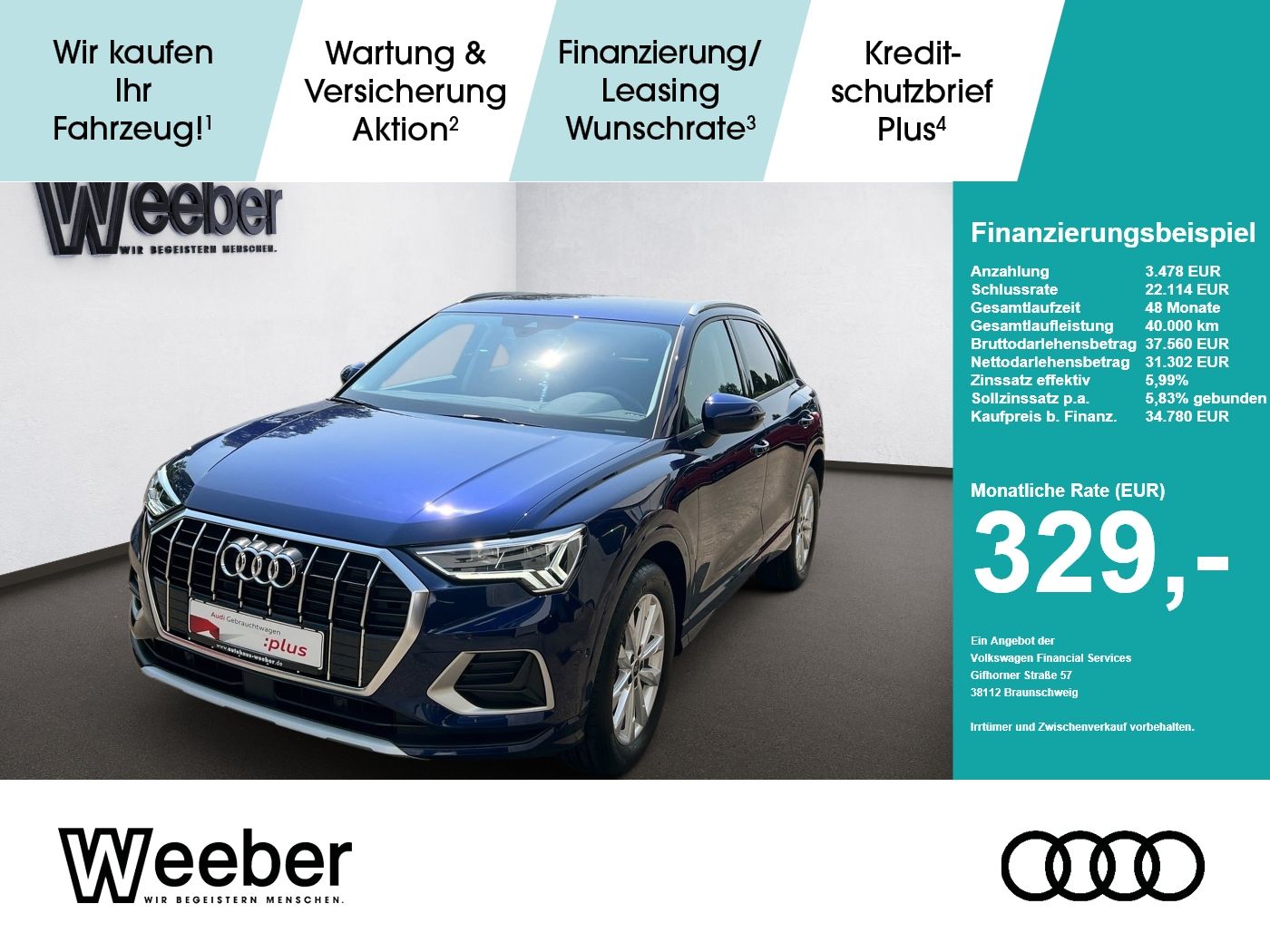 Audi Q3 *AHK*NAVI*LED*GRA*5J GAR*KESSY*SHZ* AHK LED
