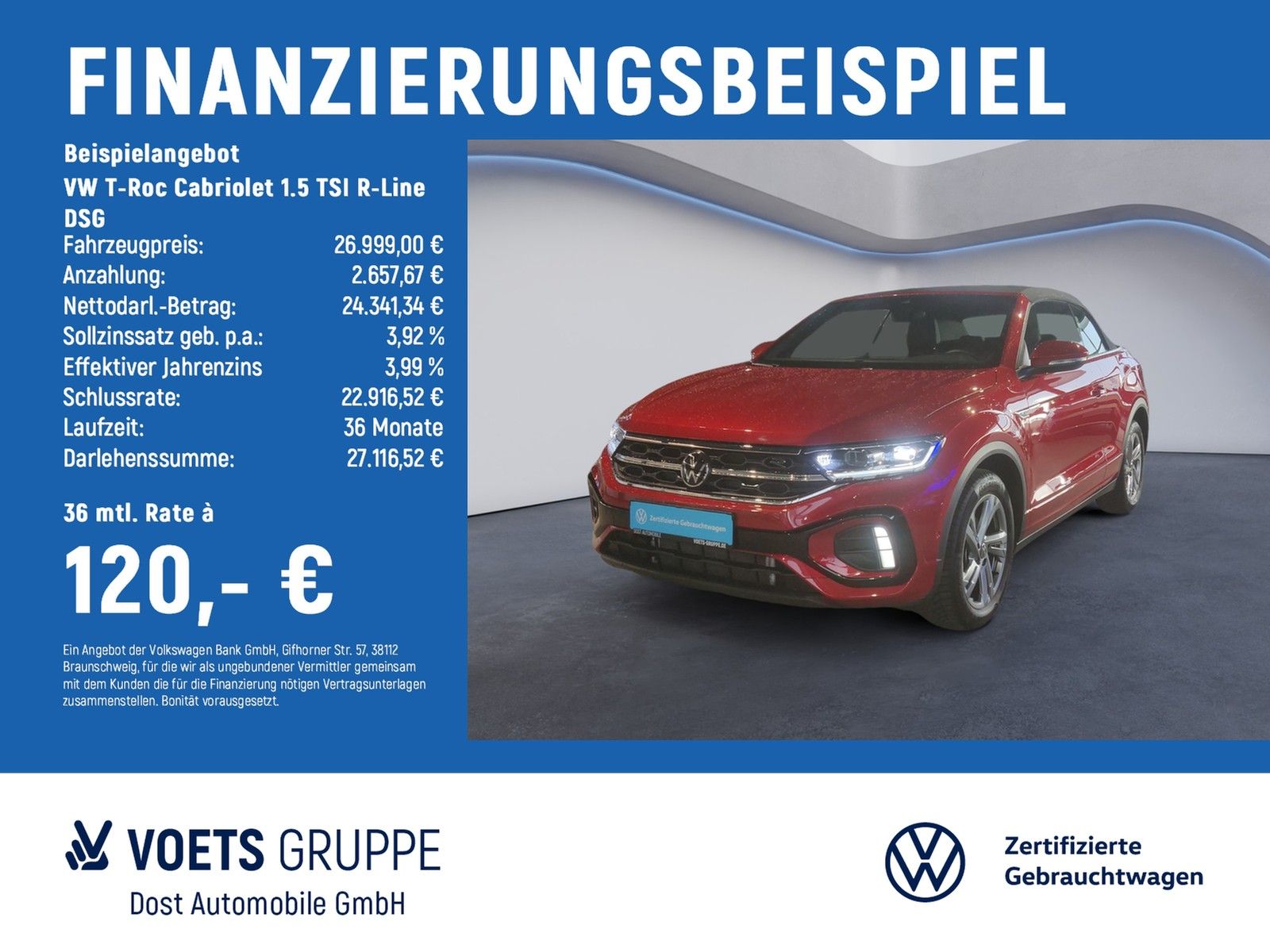Volkswagen T-Roc Cabriolet 1.5 TSI R-Line DSG AHK+LED+NAVI+