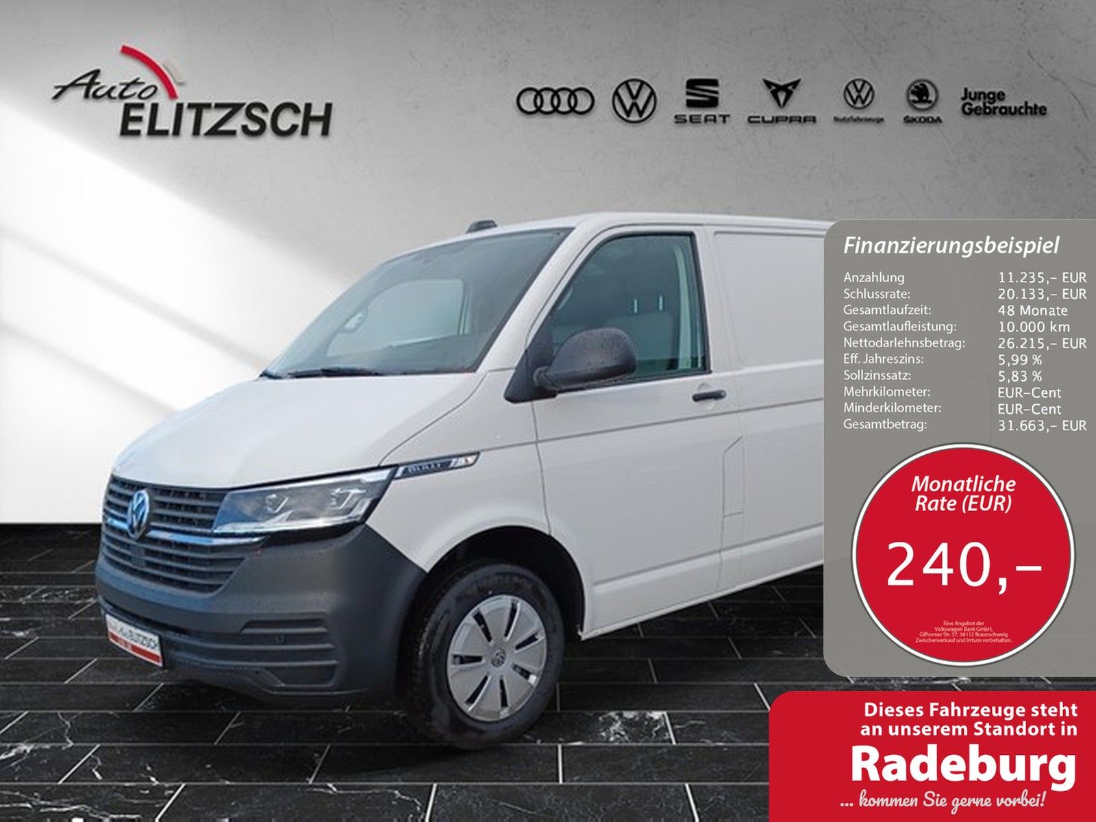 Fahrzeugabbildung Volkswagen T6 Transporter T6.1 TDI Kasten LED AHK Klima RFK