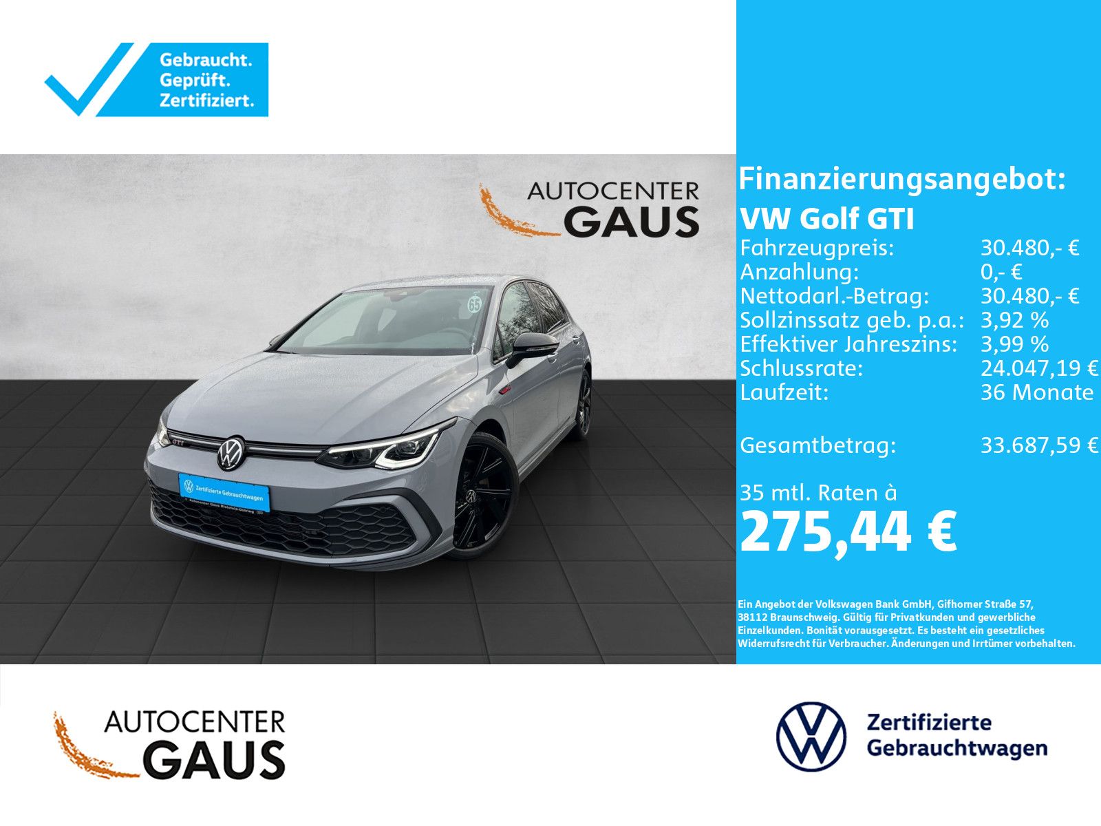 Golf VIII GTI 2.0 TSI DSG Navi*Kamera*ACC*Black