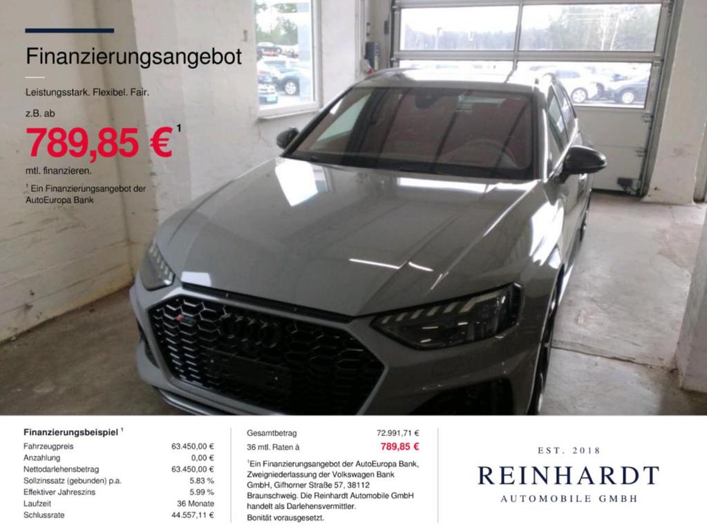 Audi RS4 AVANT COMPETITION SCHALENSITZERSAGAPANO 2023