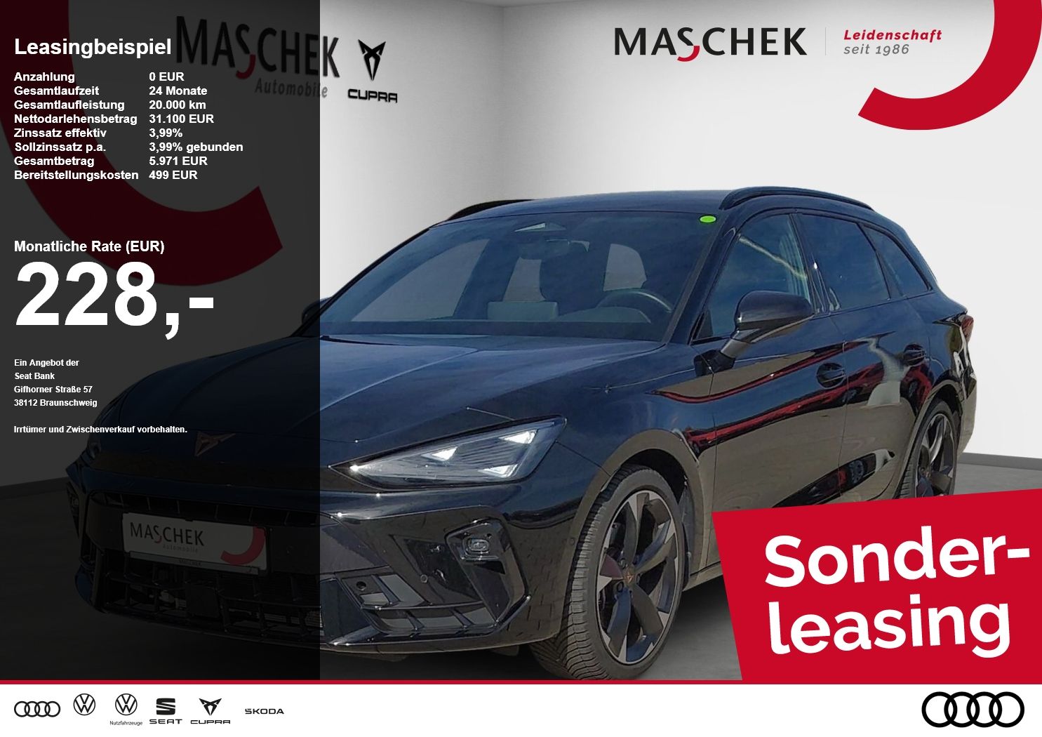 Cupra Leon ST 2.0 TDI Sonderleasing AHK Sitzh. RearVie