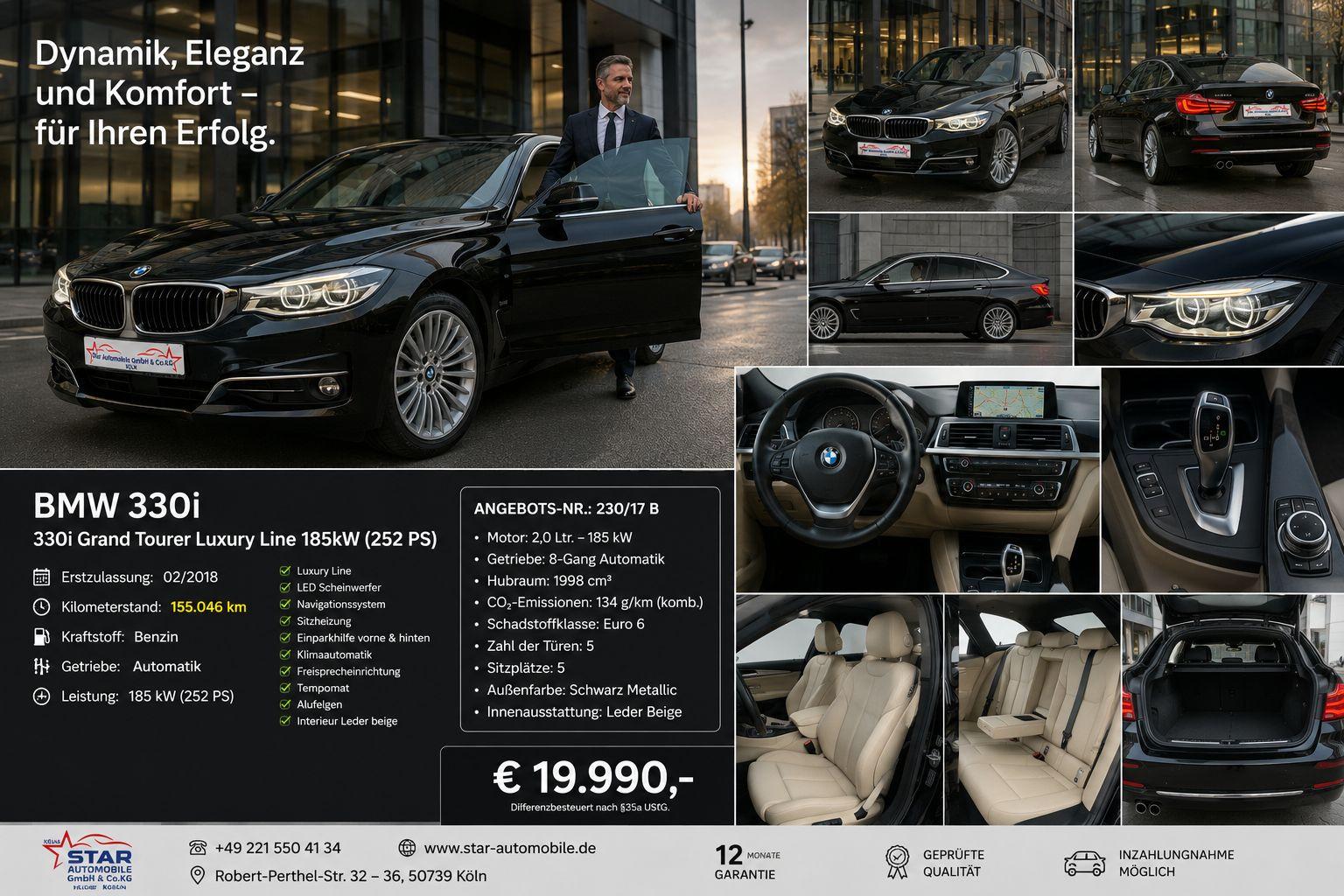 BMW 330 i Grand Tourer Luxury Line 185KW Sport Autom