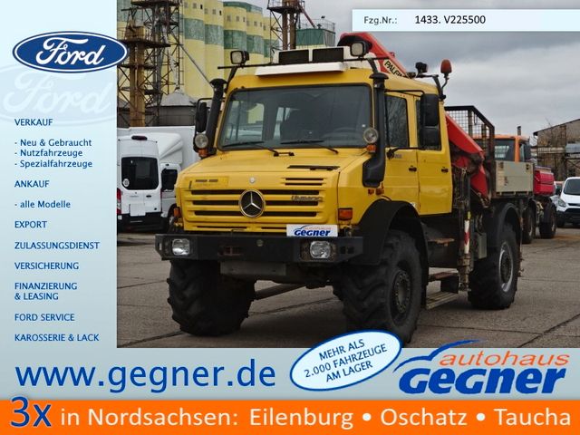 Unimog U 5000 Pritsche Kran Standhzg RFK 6-Sitzer