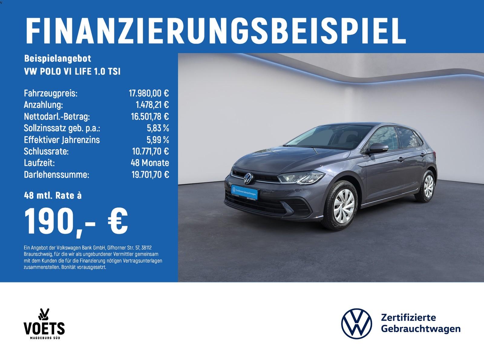 Volkswagen Polo VI LIFE 1.0 TSI LED+NAVI+KLIMA+APP-CONNECT+