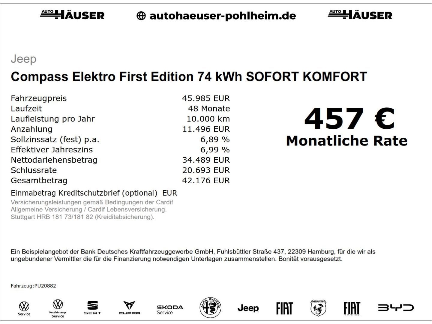 Jeep Compass Elektro First Edition 74 kWh SOFORT KOMF imagem 2