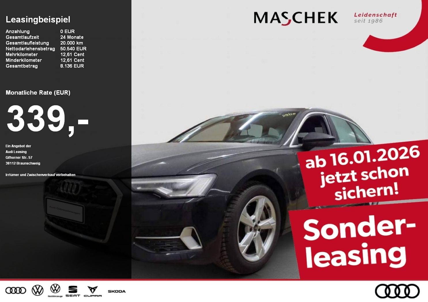 Audi A6 Avant 45 TFSI quatt AHK Matrix LM19 Memory AC