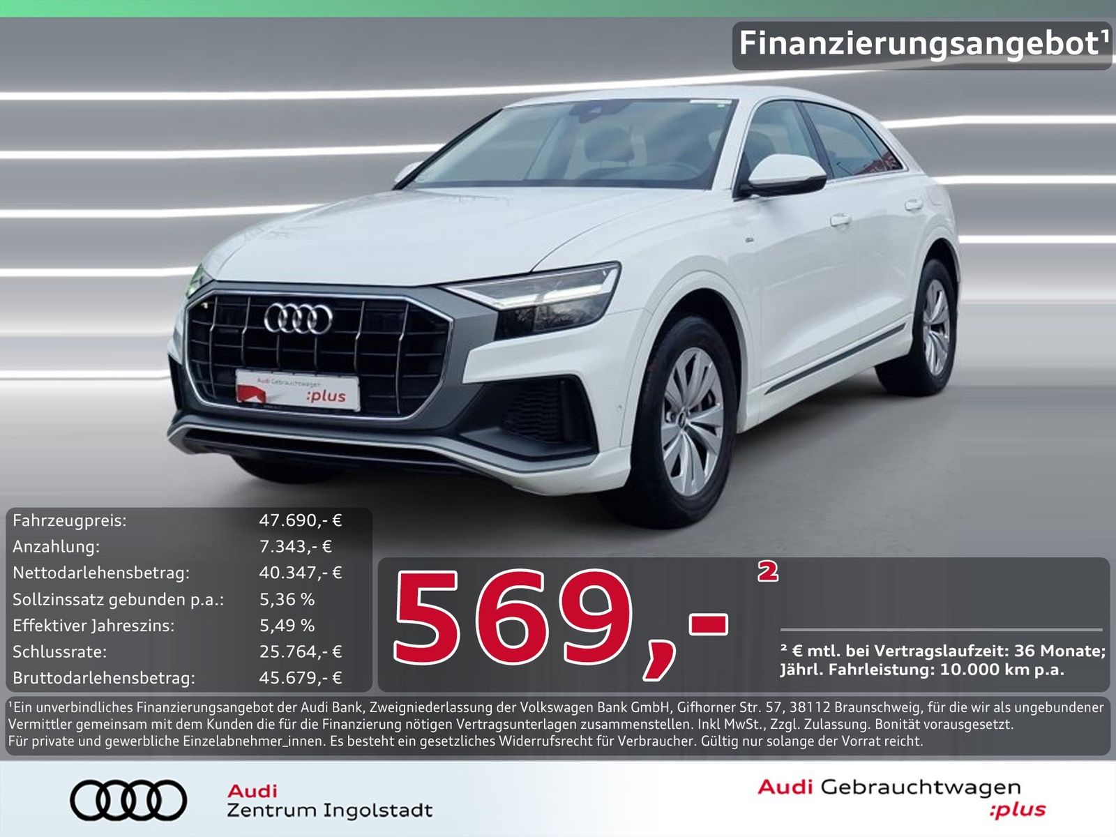 AUDI Q8 55 TFSI e qu S line AHK Luftfahrw. Leder Kam.