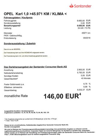 Fahrzeugabbildung Opel Karl 1,0 Edition >45.971 KM / KLIMA / Bluetooth