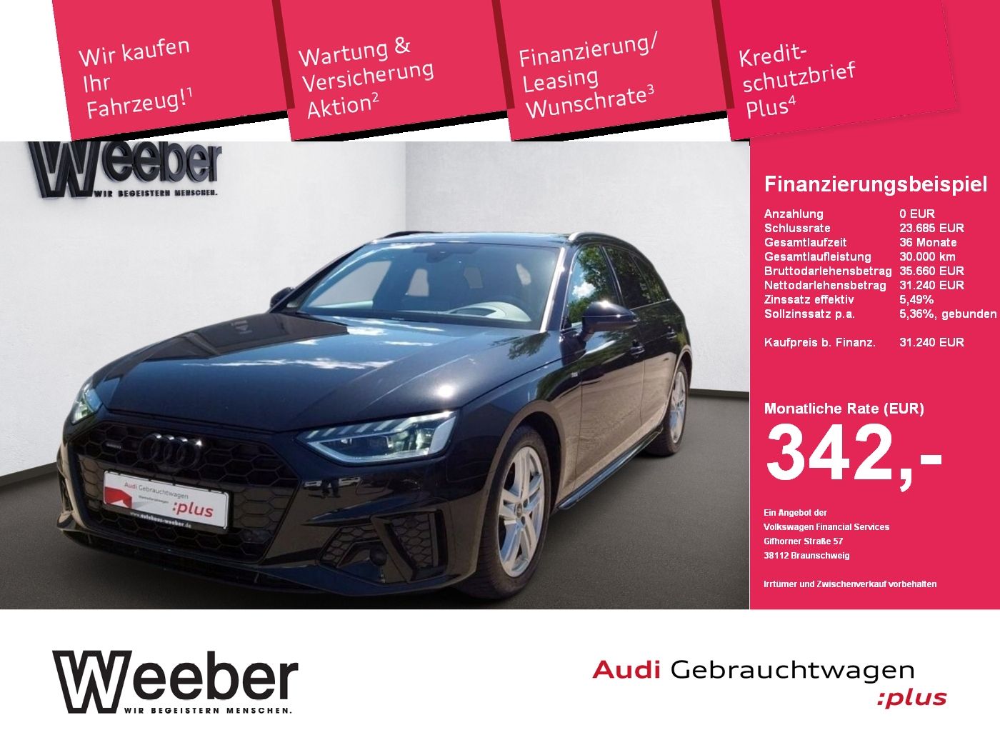 Audi A4 Avant quattro S line *AHK*B&O*HUD*PANO*APP CO