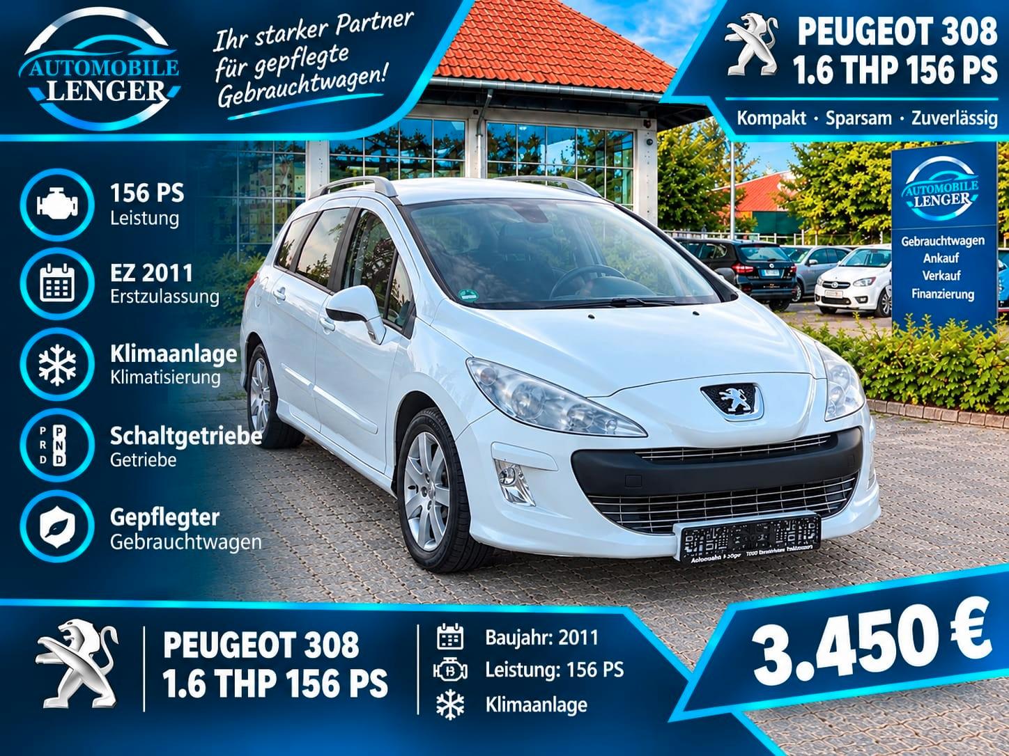 Peugeot 308 2011 — engine 1.598 cm³, 156 HP (115kW)