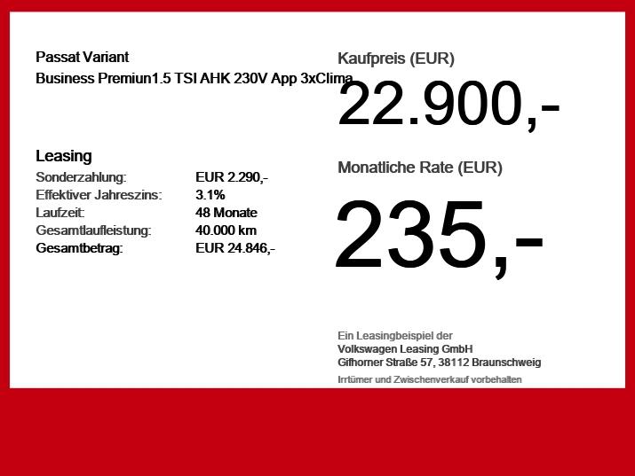 Volkswagen Passat Business Premiun1.5 TSI AHK 230V, миниатюра 6
