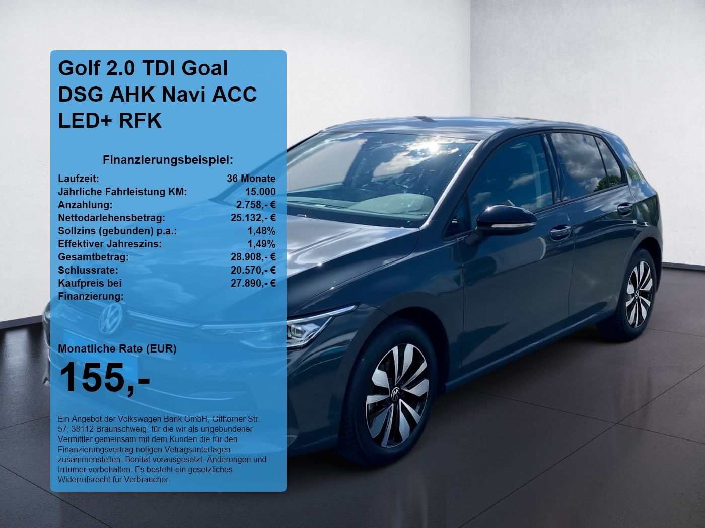 Volkswagen Golf 2.0 TDI Goal DSG AHK Navi ACC LED+ RFK ACC