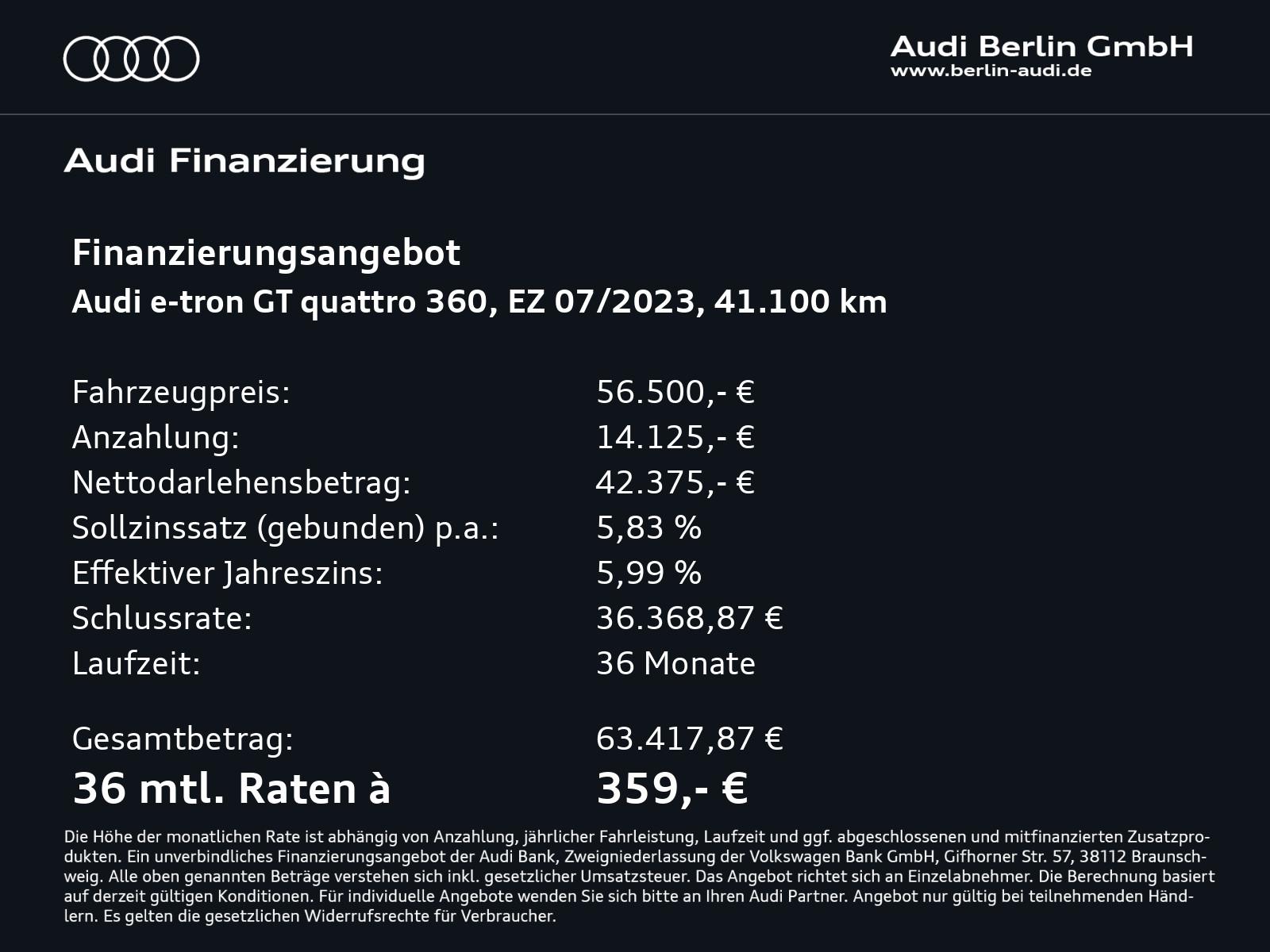 Audi e-tron GT qu. B&O PANO HUD NAVI PDC MATRIX 360°K