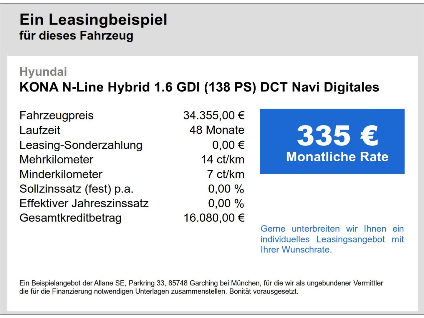 Fahrzeugabbildung Hyundai KONA N-Line Hybrid 1.6 GDI (138 PS) DCT Navi Dig