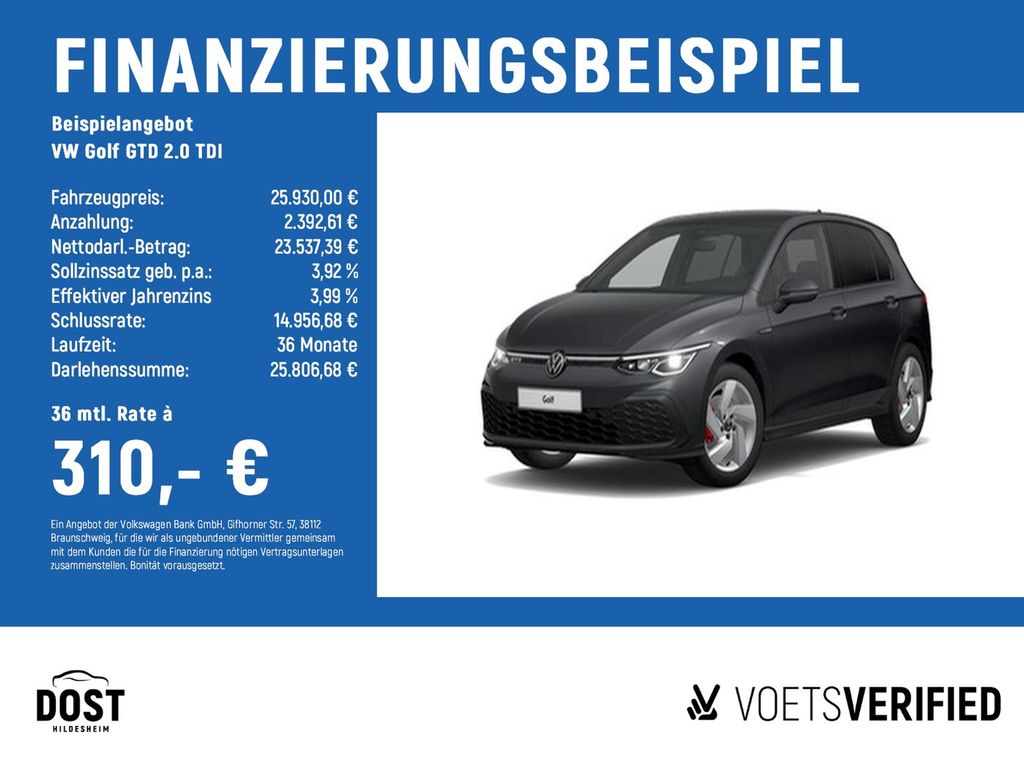 Golf GTD 2.0 TDI AHK+LED+RearView+PDC+KLIMA