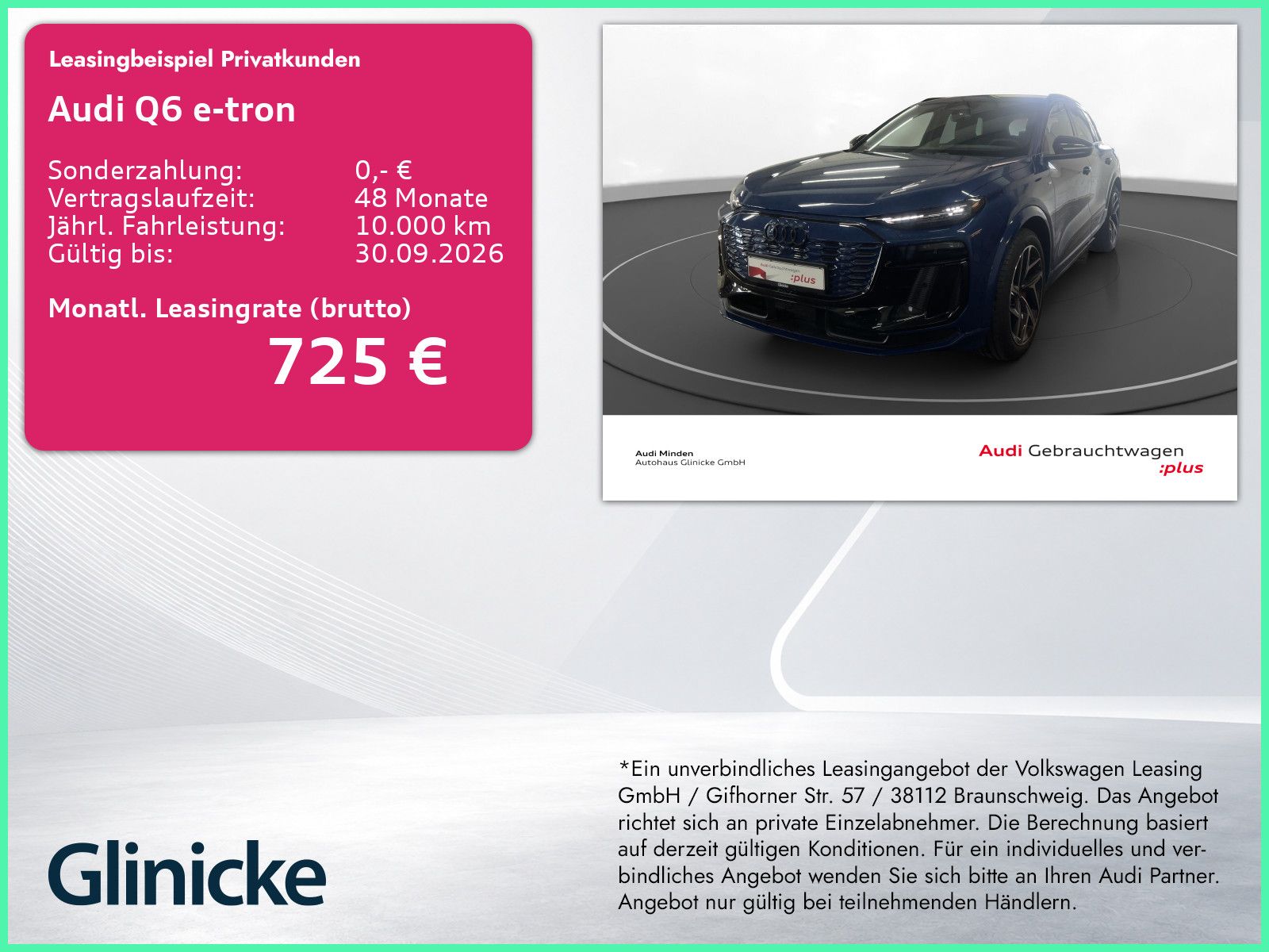 Audi Q6 e-tron perf. edition one blue Luft AHK LM 21