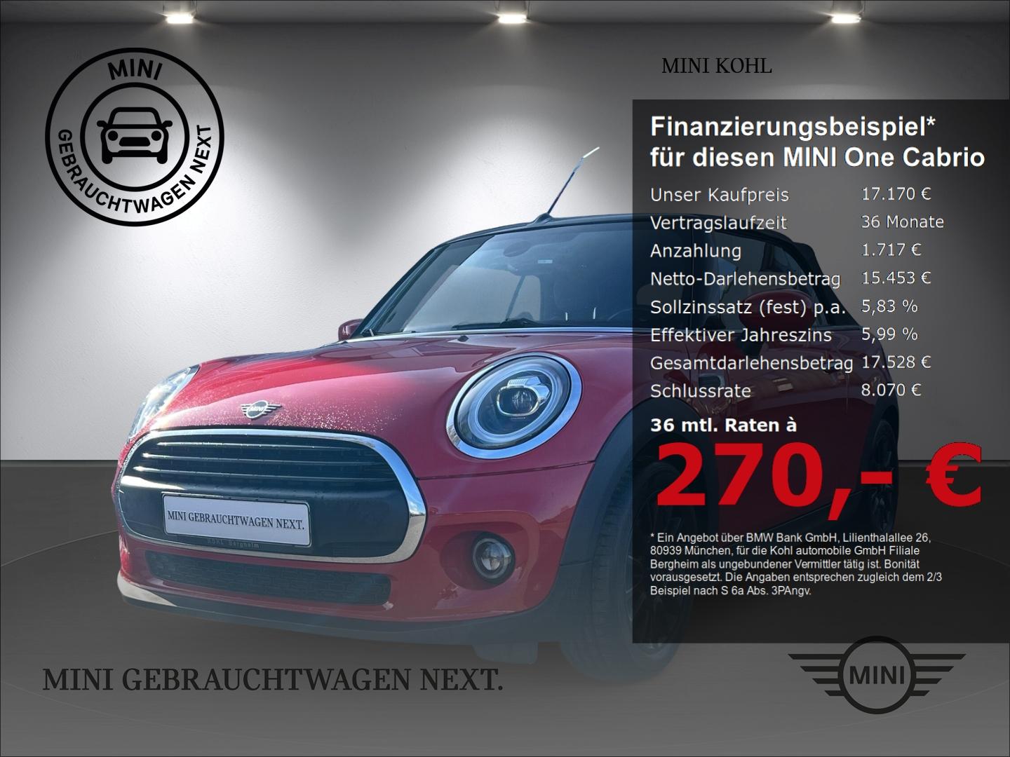 MINI One Cabrio Chili Sportsitze Klimaautomatik DAB T