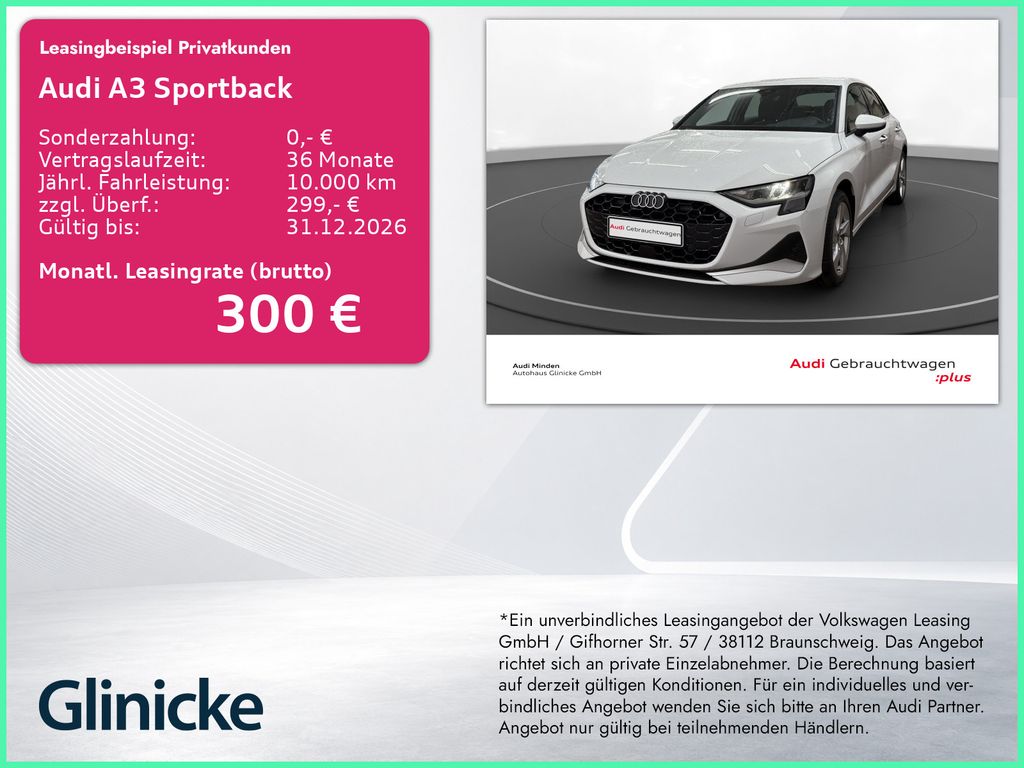 A3 Sportback 2.0 TDI advanced AHK LED Navi PDC v