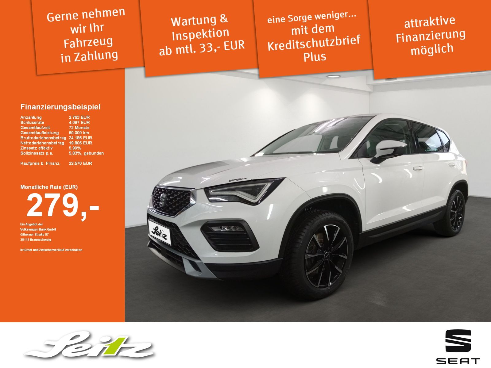 SEAT Ateca 2.0 TDI DSG Style 4Drive AHK. LED. Navi. E