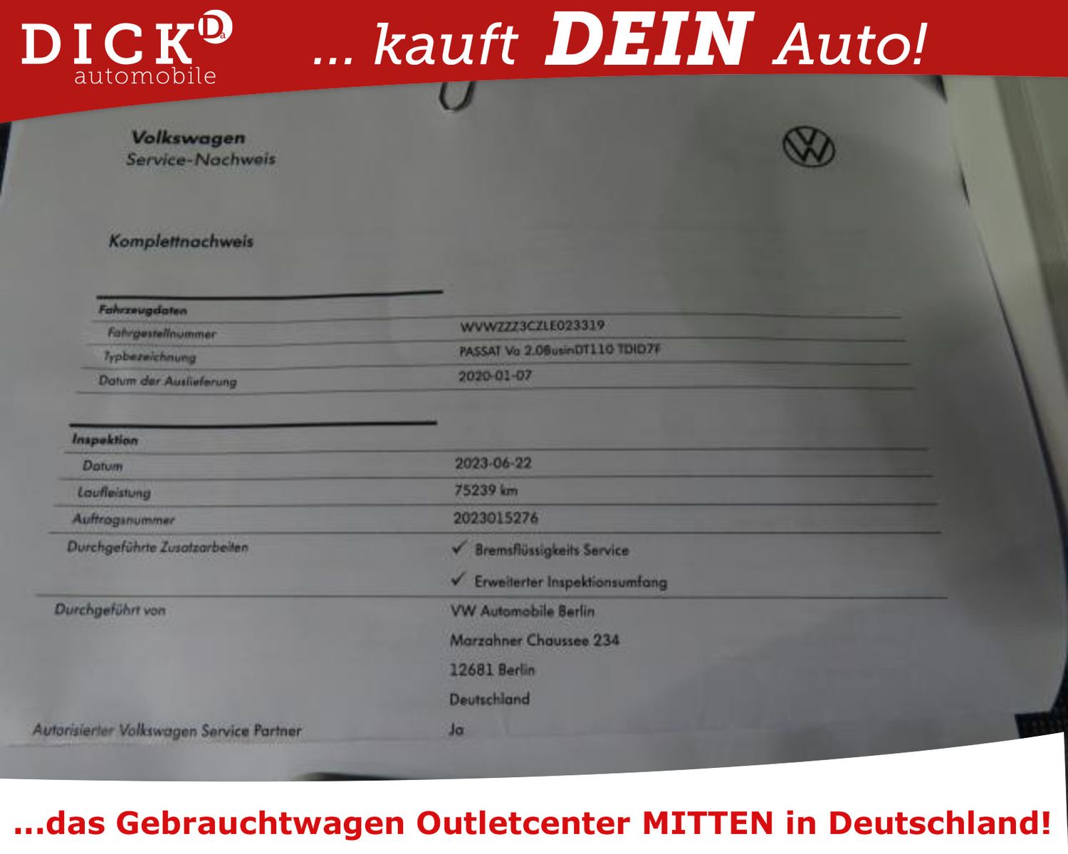 Fahrzeugabbildung Volkswagen Passat 2.0d  LED/NAVI/ACC/SHZ/MASSAGE/RFK/230V