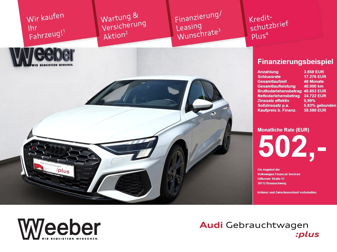 Audi S3 Sportback quattro B&O BLACKSTYLE KAMERA MATR