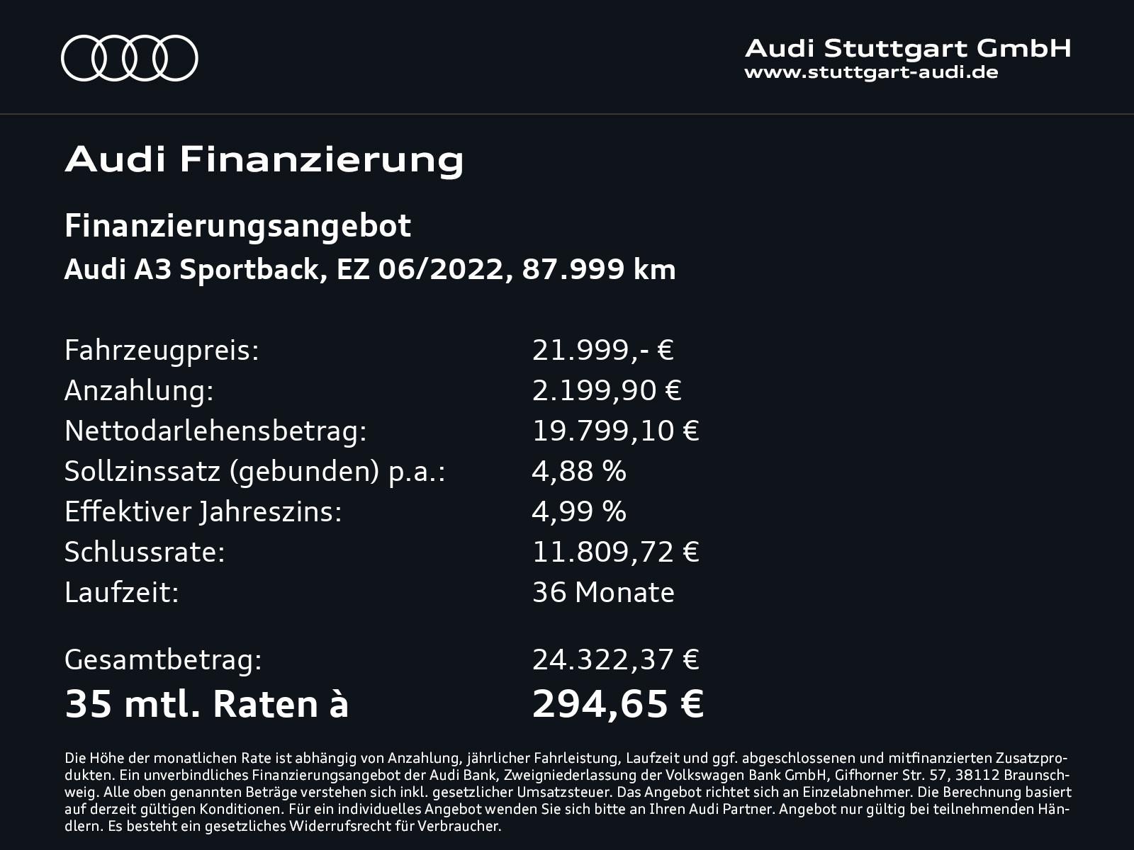 Audi A3 Sportback 35 TDI LED Navi virtCo FOD-ACC PDC