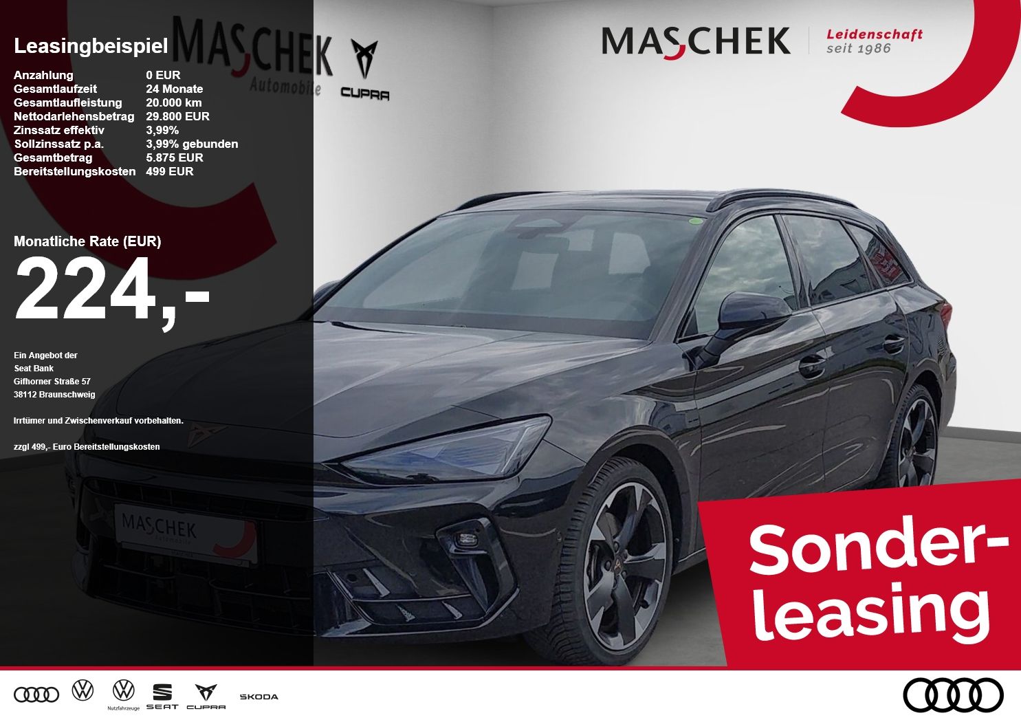 Cupra Leon ST 2.0 TDI DSG Sonderleasing! AHK Navi Rear