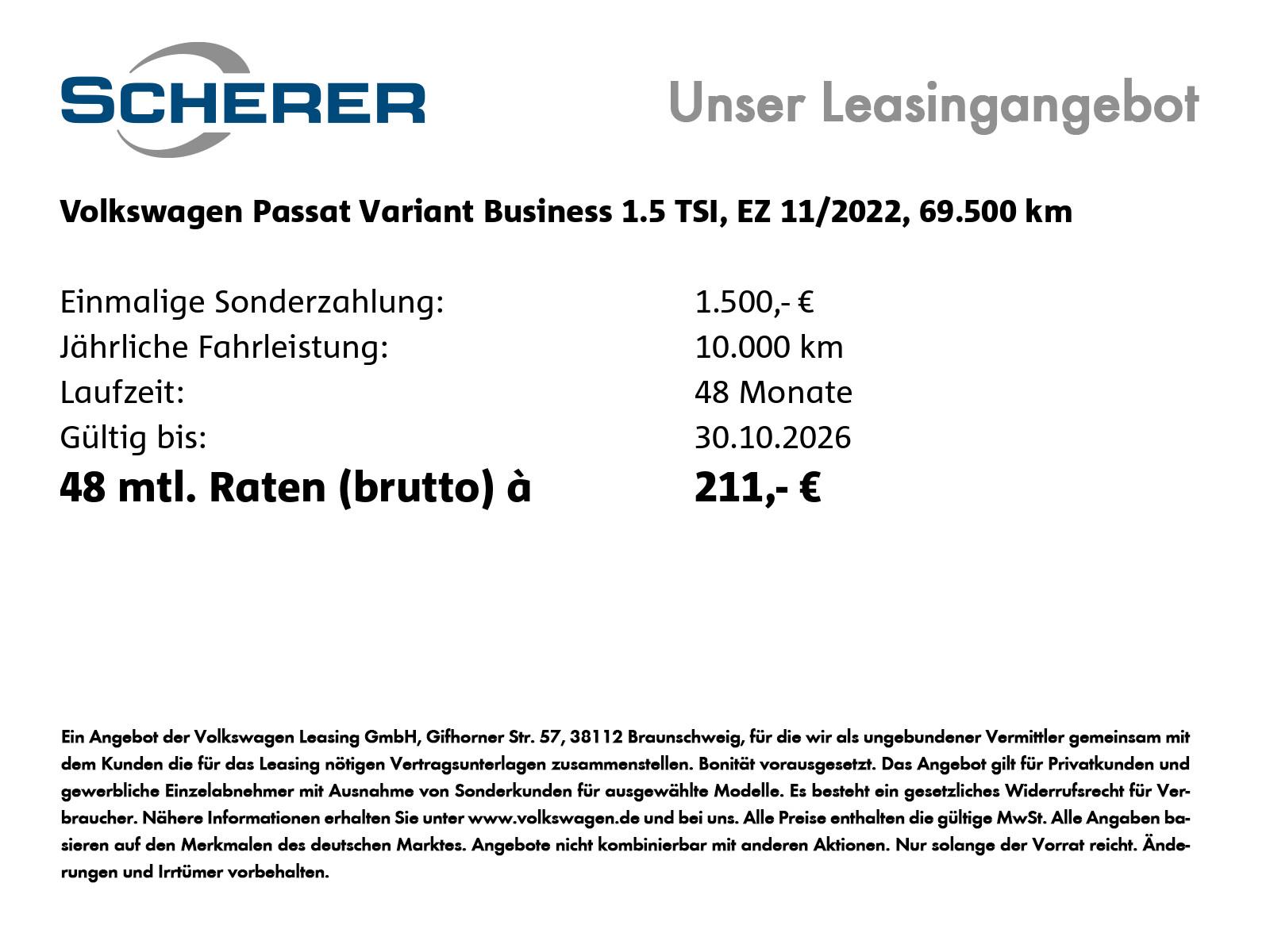 Volkswagen Passat Variant BUSINESS 1.5 TSI DSG LED NAVI AHK