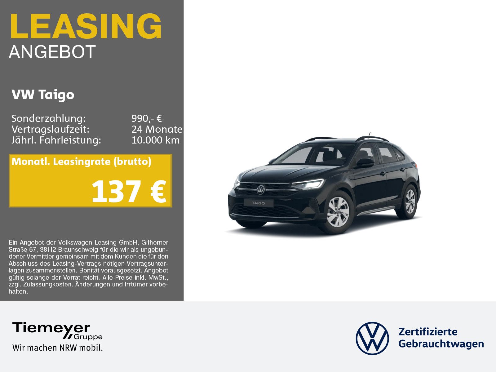 Volkswagen Taigo 1.0 TSI LIFE KEYLESS AHK KAMERA NAVI