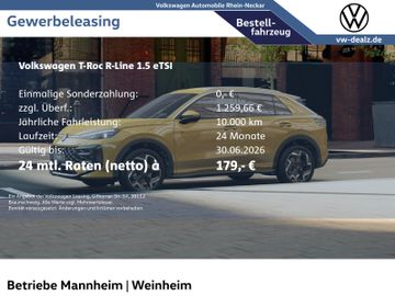 Volkswagen Leasingangebot: Volkswagen T-Roc R-Line 1.5 eTSI DSG KLima ALU LED DAB uvm.