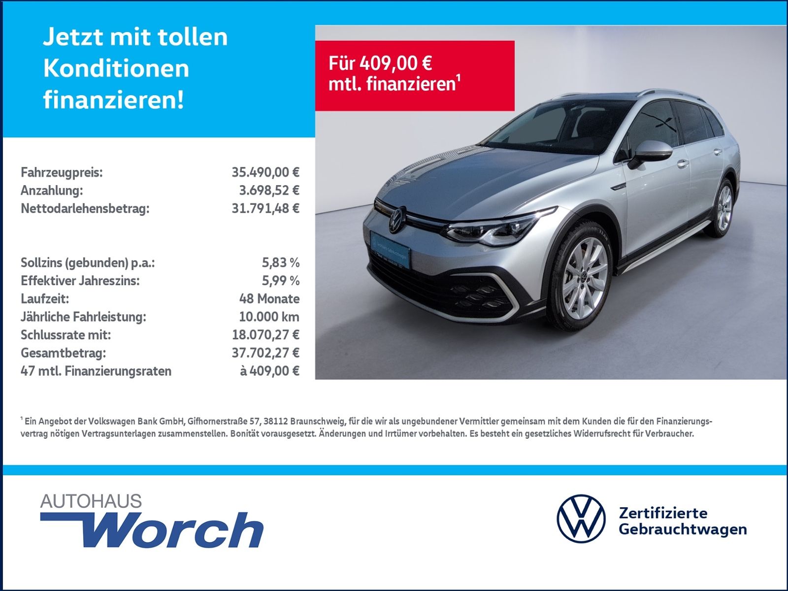 Golf VIII Alltrack 2.0 TDI DSG KAMERA+PANO+STHZ