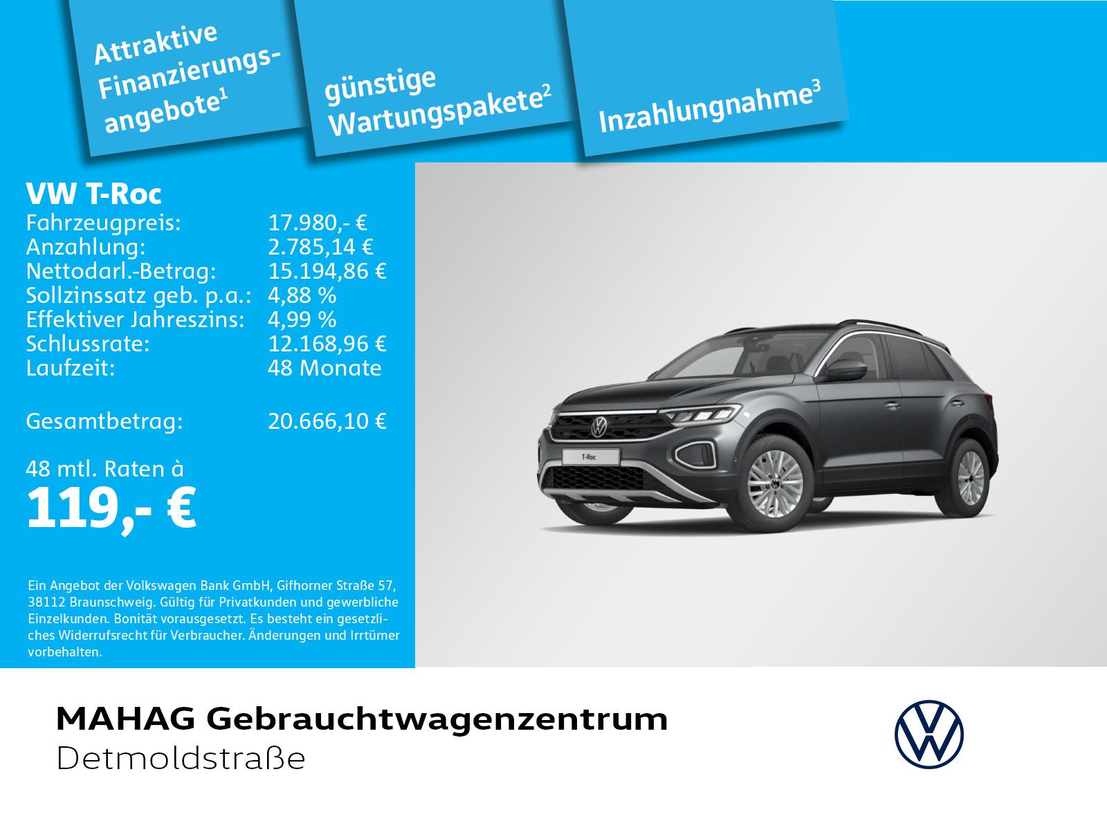 Volkswagen T-Roc Life 1.0 TSI LED Sitzhz ParkAssist RearVie